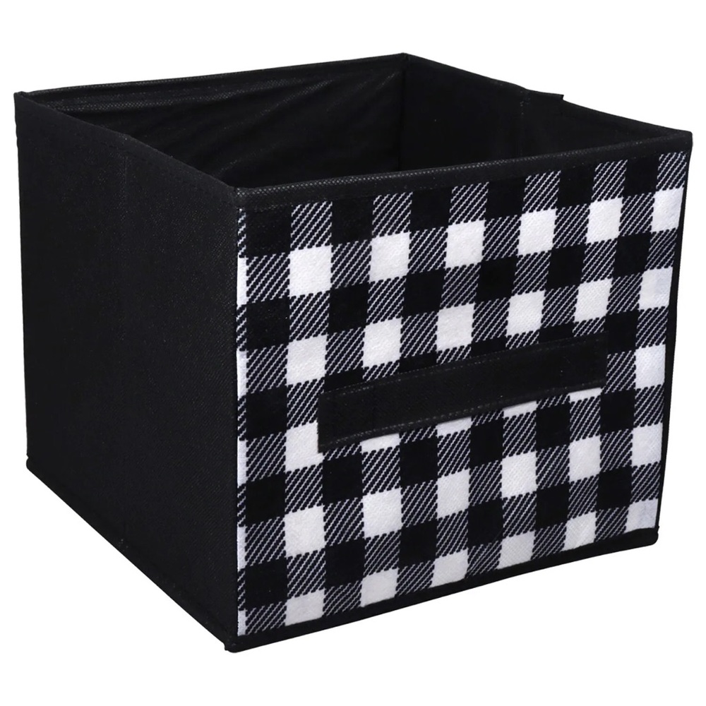 One Buffalo plaid collapsible storage cube